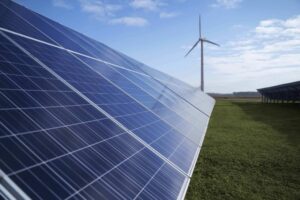 Painéis solares para geração de energia limpa.