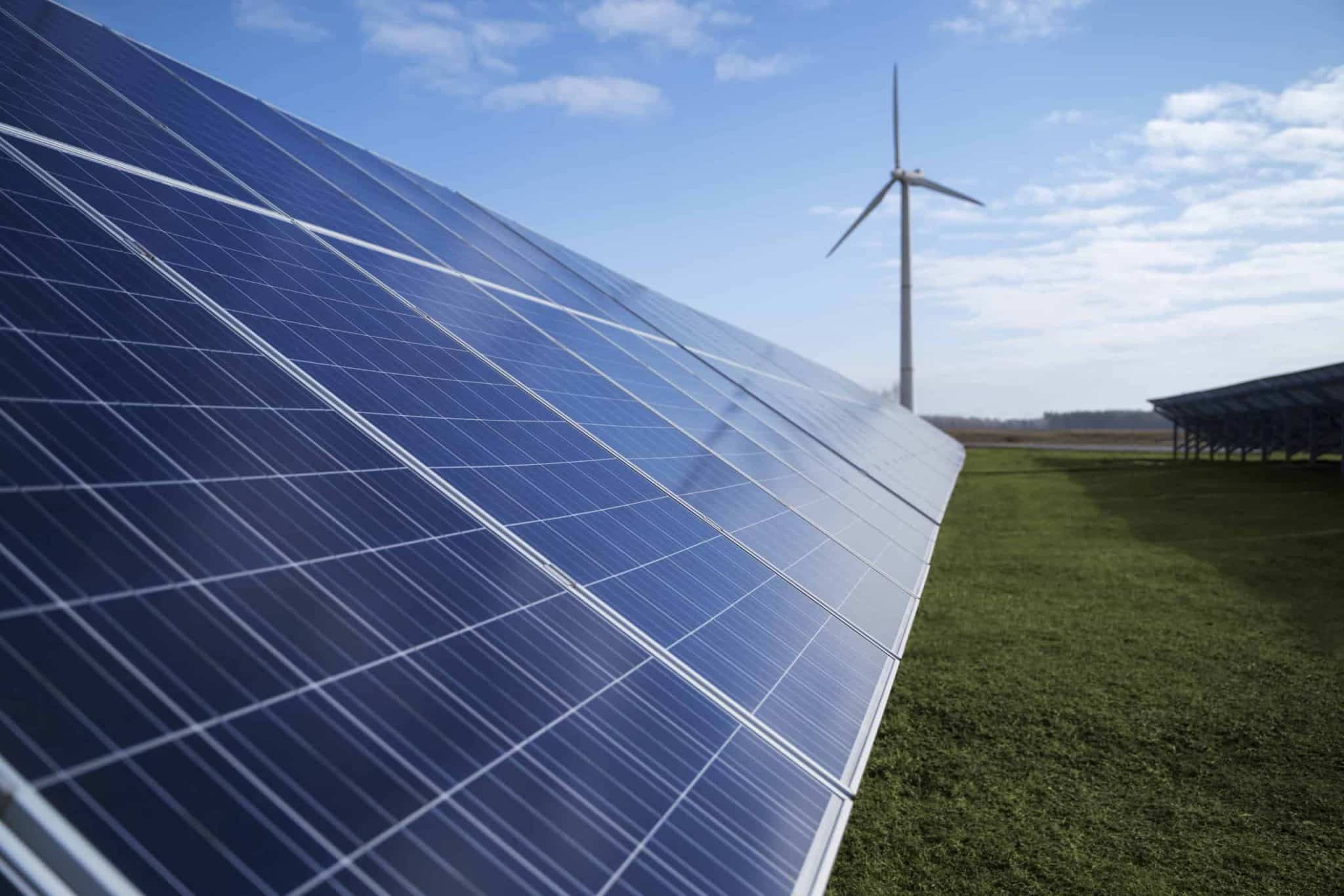 Painéis solares para geração de energia limpa.