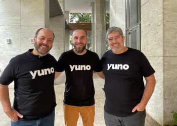 Nathan Marion com os novos executivos da Yuno no Brasil.