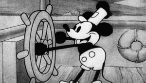 Mickey Mouse em "Steamboat Willie", de 1928