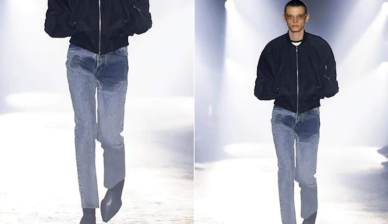 Jeans com mancha de xixi causa polêmica. (Foto: Divulgação/Jordanluca)