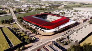 Construção do estádio do Flamengo.