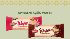 Embalagem da nova linha de biscoito Wafer sabor chocolate e morango do grupo Damezza.