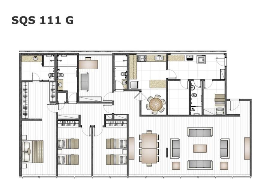 Planta baixa dos apartamentos funcionais do Senado e da Câmara dos Deputados.