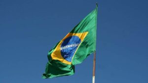 A imagem mostra a bandeira do Brasil