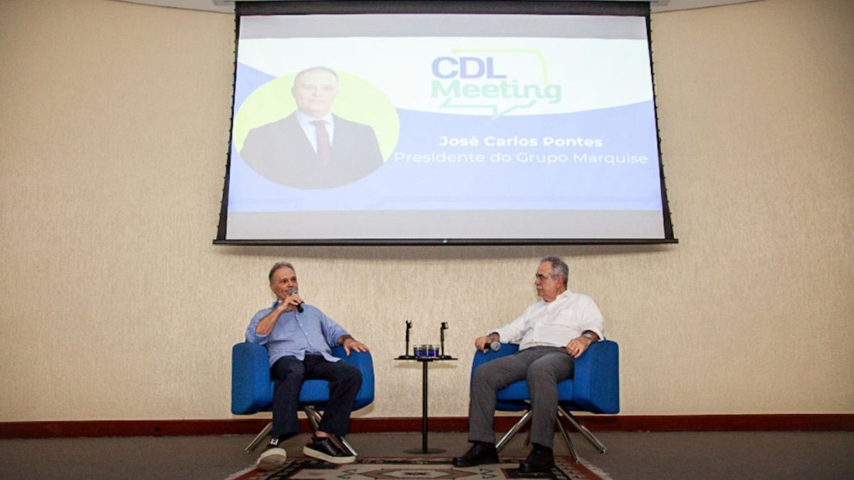 Momento da palestra do empresário José Carlos Pontes, do Grupo Marquise, no CDL Meeting.