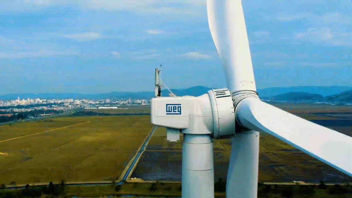 Imagem de de um gerador eólico para representar a matéria do resultado financeiro da WEG