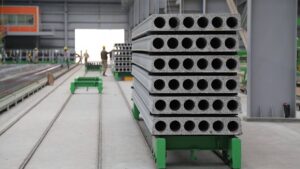 Imagem da produção de blocos de concreto na Indústria em setembro