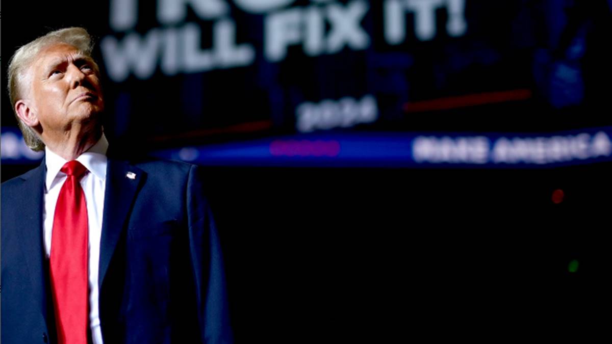 Donald Trump, candidato e apontado favorito nas eleições dos EUA, durante campanha na cidade de Milwaukee