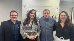 Filipe Wilker, Elaine Gomes, Geldo Machado e Suzana Silva no encontro entre a Câmara do Mercado Financeiro da Fecomércio e Banco do Brasil.