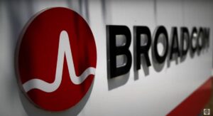 Imagem com letreiro da Brodcom, que alcançou 1 trilhão em valor de mercado