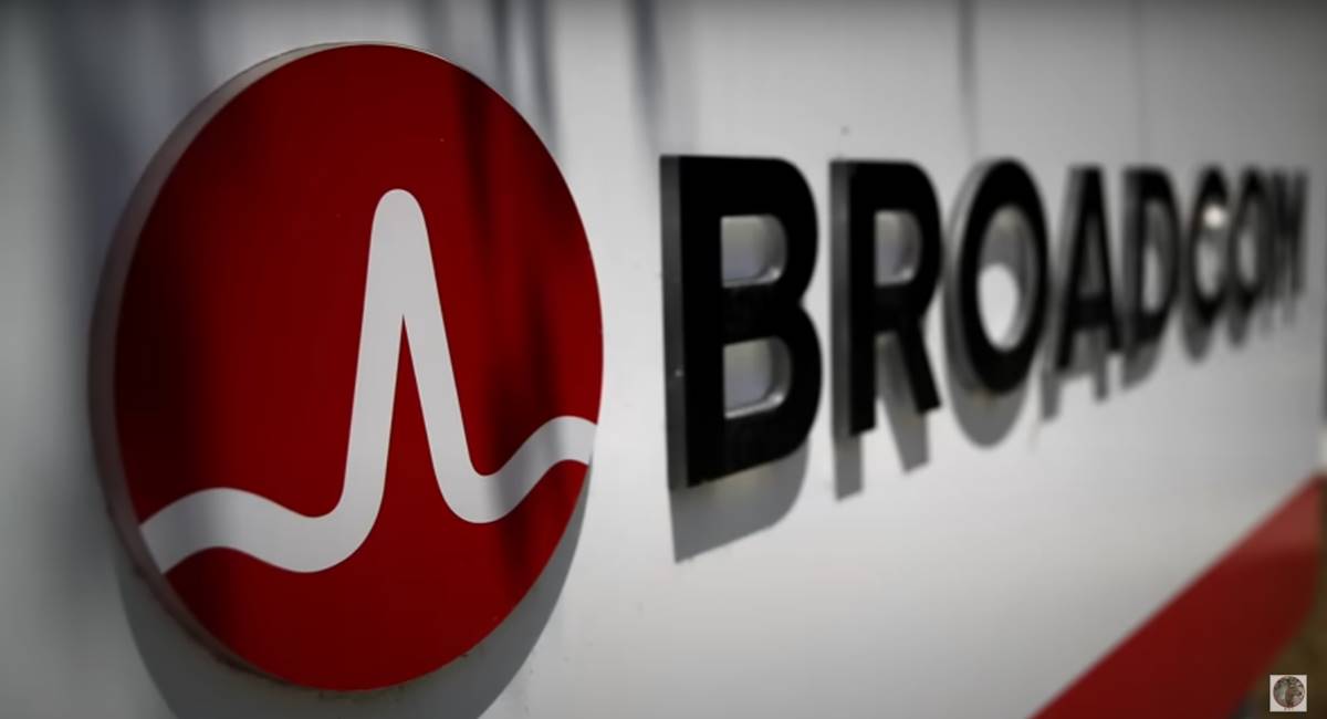 Imagem com letreiro da Brodcom, que alcançou 1 trilhão em valor de mercado