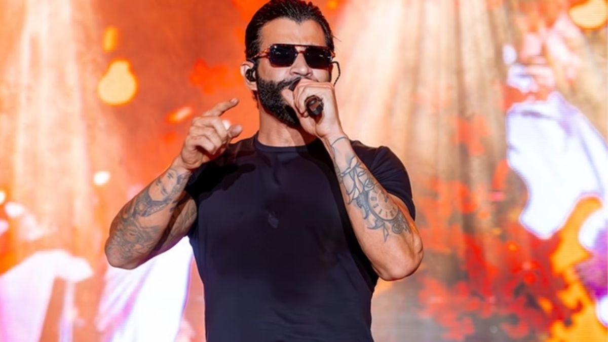 Imagem de Gusttavo Lima que foiu inocentado cantando em sua turnê.