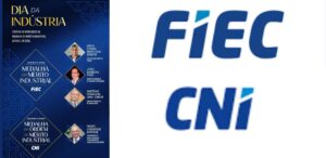 A imagem mostra o convite da premiação e as logos da FIEC e da CNI