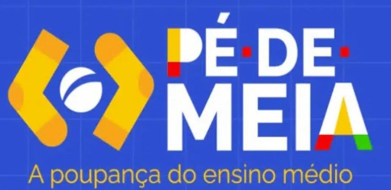 A imagem mostra a logo do Programa Pé-de-Meia.