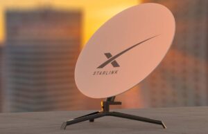 Imagem de antena do Starlink. Província do Canadá rompe contrato com Starlink