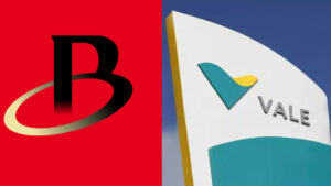 Logos da Bradespar e da Vale, ilustrando a relação entre as empresas no resultado financeiro da Bradespar (BRAP4) no 4T24.