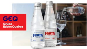 Imagem ilustrativa da possível venda da Águas Prata. A marca de água mineral aparece ao lado do logotipo do Grupo Edson Queiroz.