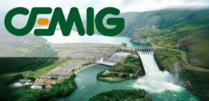 A imagem mostra uma hidrelétrica e o logo da CEMIG para representar que o Zema vende hidrelétrica da Cemig sem consulta pública.