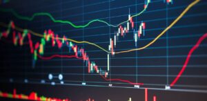 A imagem mostra um gráfico subindo para representar que a Ibovespa sobe 1%.