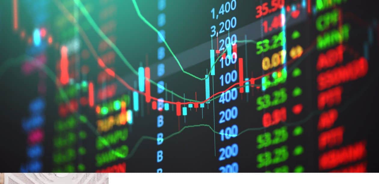 A imagem mostra um gráfico para representar o mercado financeiro.