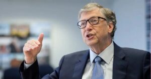 A imagem mostra o empresário Bill Gates para representar que Bill Gates promete doar 99% de sua fortuna até 2045