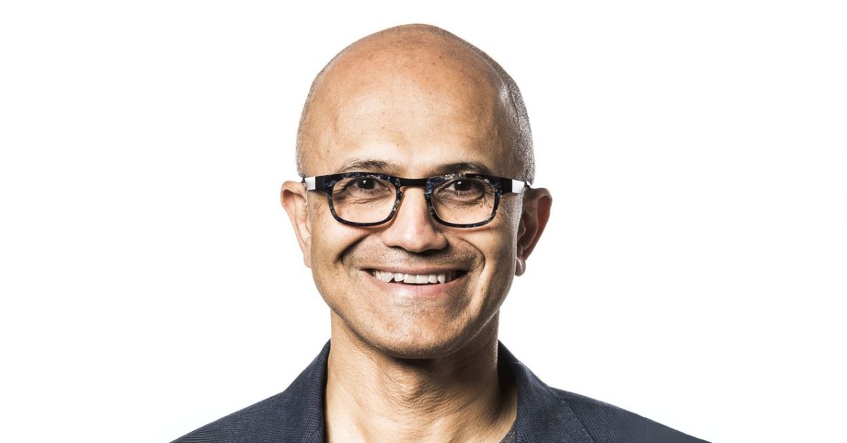 A imagem mostra Satya Nadella Presidente e Diretor Executivo da Microsoft para representar os executivos bilionários