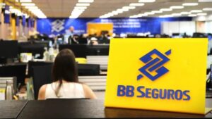 Imagem de uma placa do Banco do Brasil para ilustrar uma matéria jornalística sobre o Lucro do BB Seguridade.