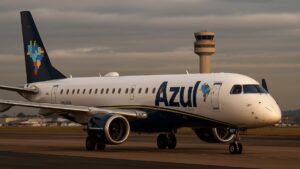 Avião da Azul em operação regular durante a recuperação judicial da Azul nos EUA.