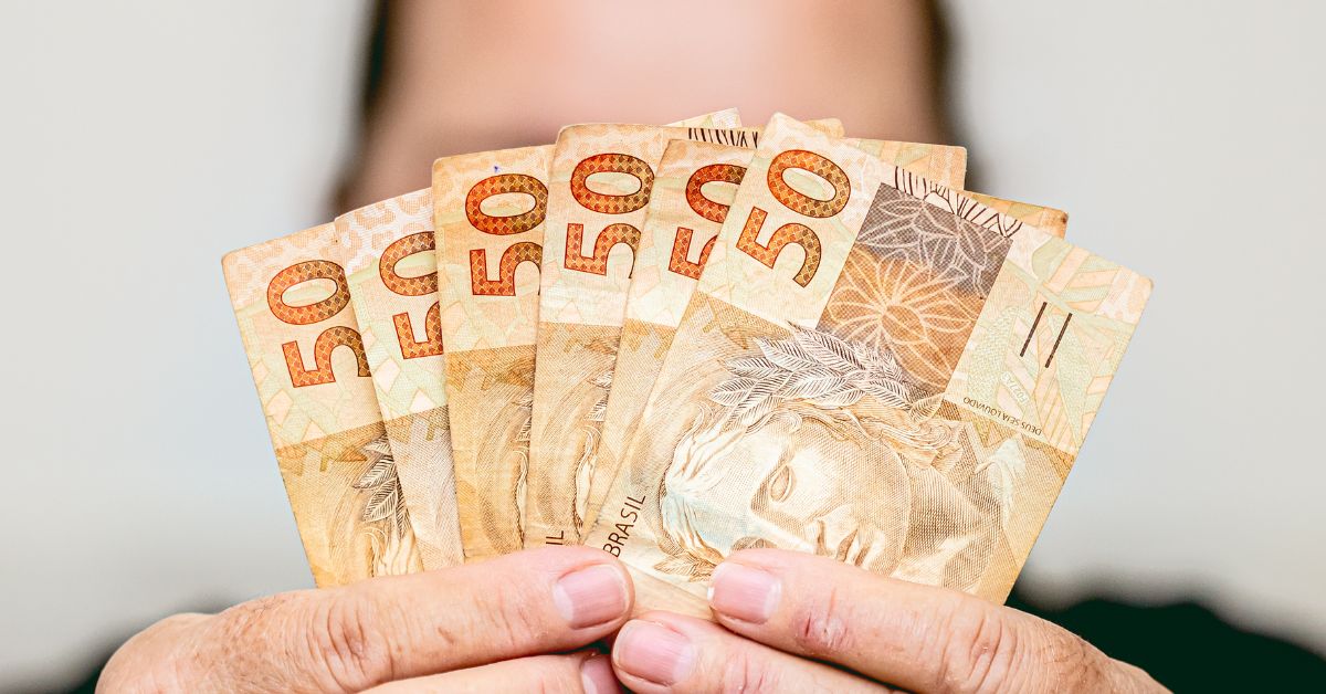 A imagem mostra uma pessoa segurando notas de dinheiro para representar a Renda per capita no Brasil em 2024