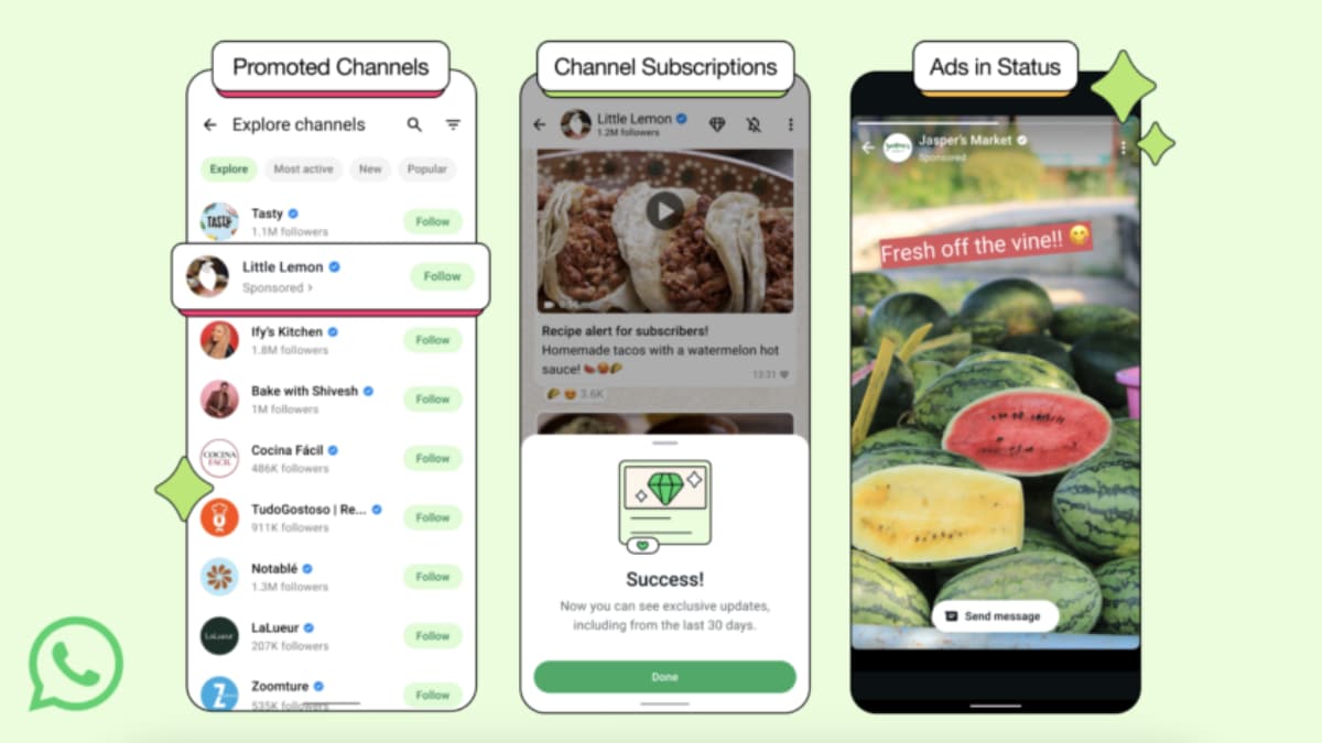 Anúncios no WhatsApp exibidos no Status e canais promovidos