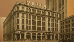 Fachada histórica do edifício do Mappin em estilo retrô, representando a trajetória da história do Mappin.