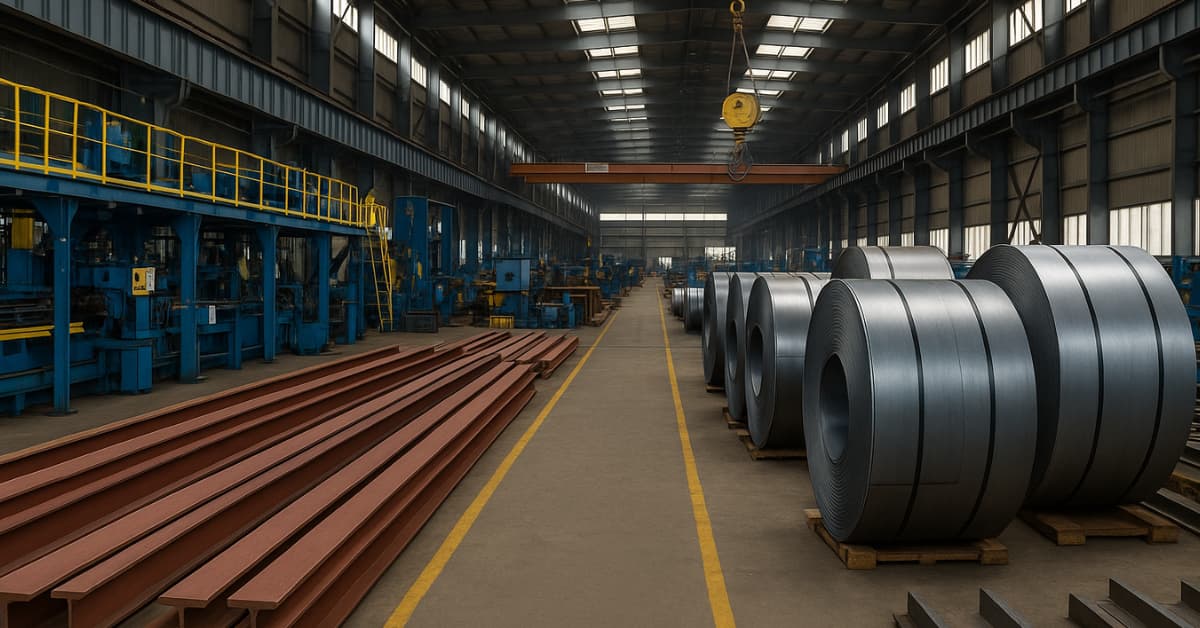 Interior de fábrica metálica reflete queda na atividade industrial da China em maio com impacto das tarifas dos EUA