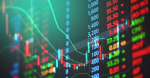 Gráfico com a cotação do dólar hoje em queda frente ao real