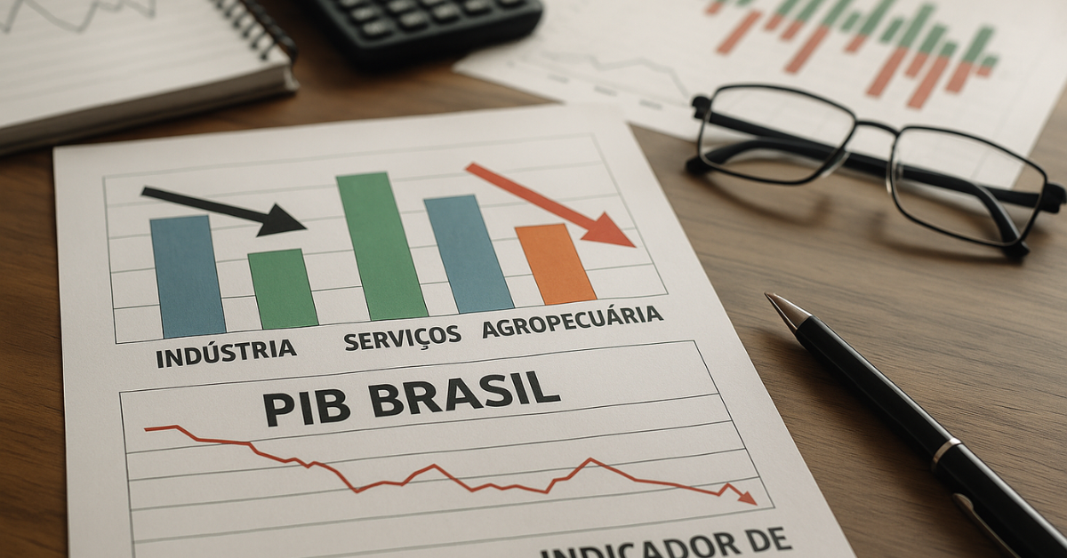 Gráfico mostra recuo na agropecuária e indústria durante a desaceleração da economia brasileira em 2025
