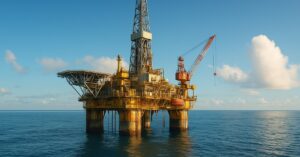 Plataforma de petróleo representa a exploração de petróleo na Foz do Amazonas