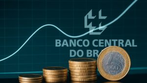 Gráfico e moedas ilustram os impactos do aumento da taxa Selic no Brasil