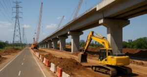 Construção de rodovia e viaduto impulsionada por investimentos privados em infraestrutura