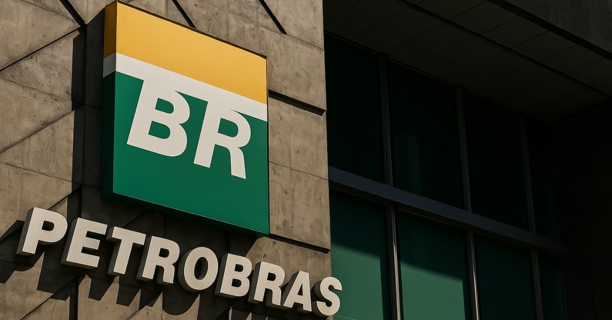 Fachada do prédio da Petrobras com logotipo da empresa, ilustrando mudança no modelo de teletrabalho da Petrobras.