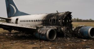 Imagem mostra prejuízo com queda de avião após acidente na Índia