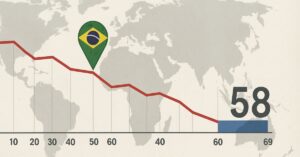Ilustração mostra a posição do Brasil no Ranking Mundial de Competitividade 2025