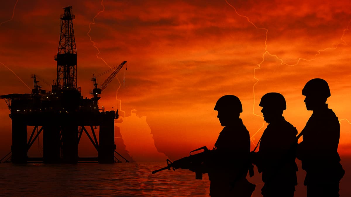 Imagem simbólica da produção mundial de gás e petróleo sob tensão geopolítica