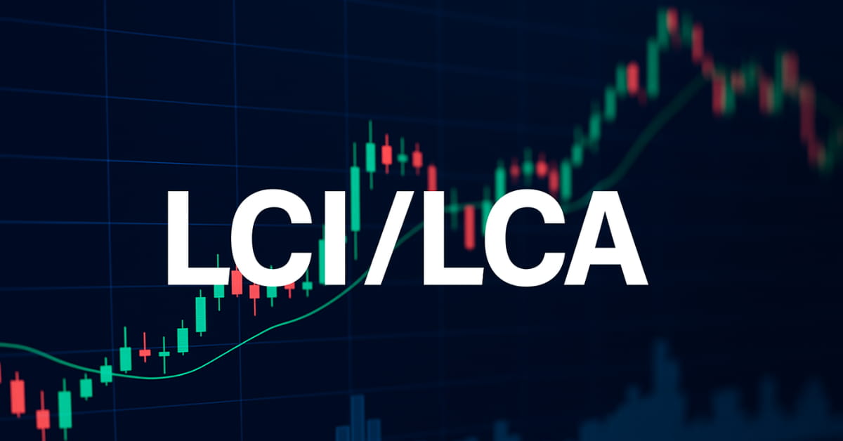 Gráfico de velas financeiro com a sigla LCI/LCA em destaque.