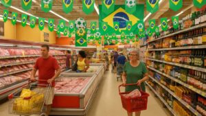 Clientes fazem compras em supermercado no Rio de Janeiro durante período de aumento nas vendas impulsionado pela Copa de Clubes