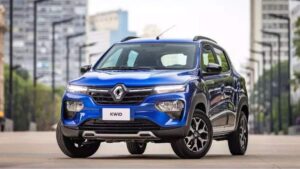 Renault Kwid azul, modelo de carro sustentável beneficiado pelo IPI Verde