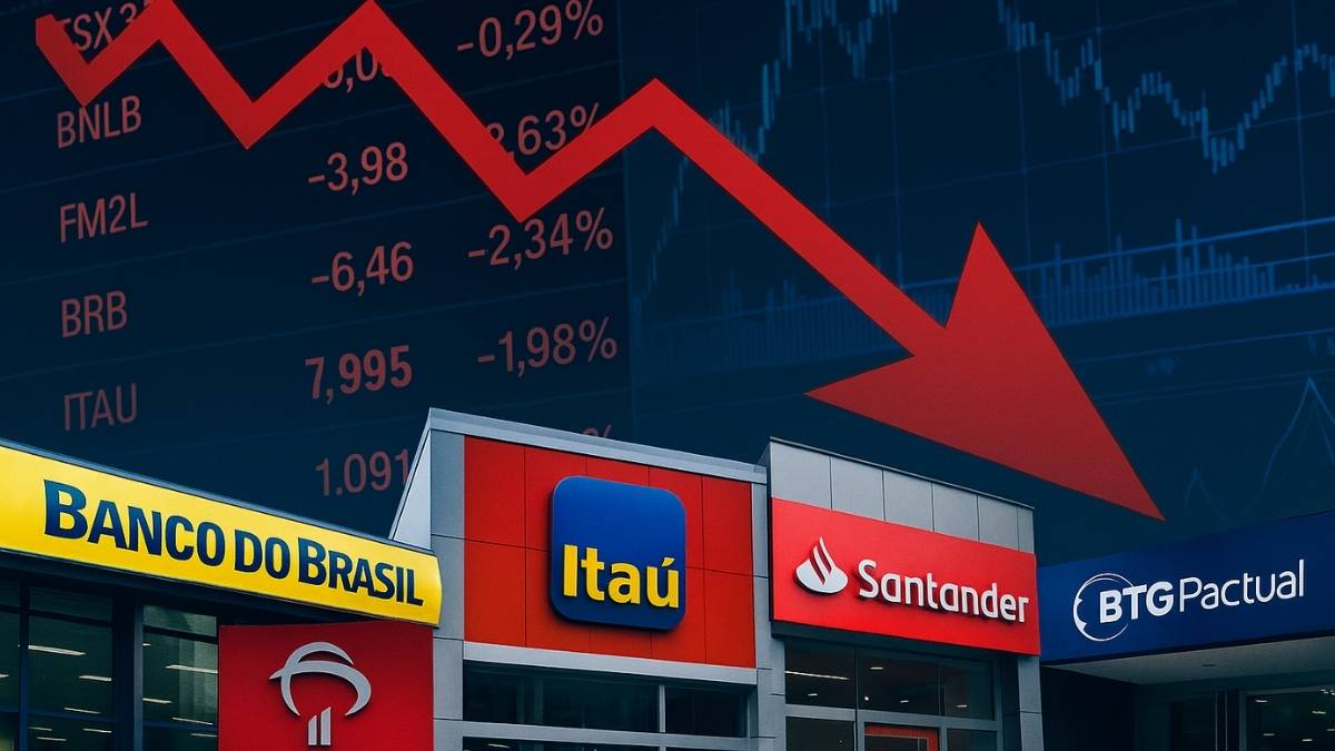 Ações dos bancos brasileiros caem e apagam R$ 41,98 bilhões
