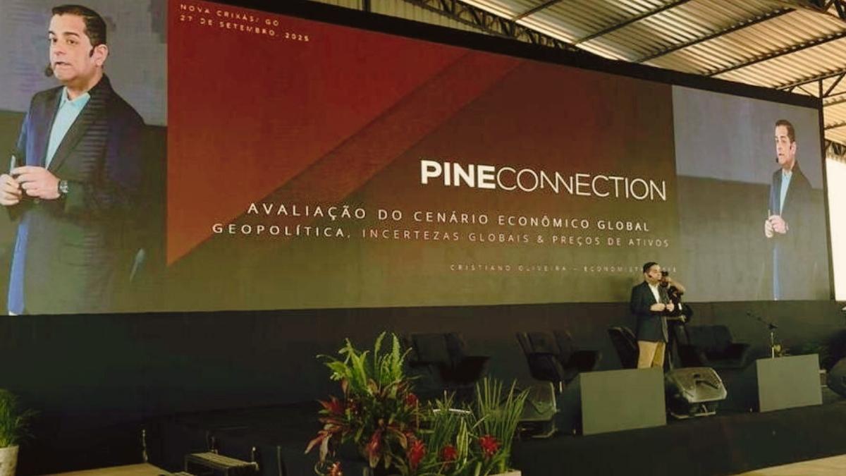 Banco Pine no agronegócio com palestra sobre geopolítica e preços de ativos em Goiás