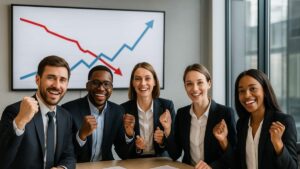 Empresas que cresceram na crise analisando gráficos de crescimento