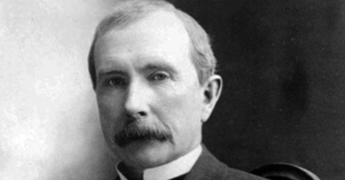 Retrato histórico de John D. Rockefeller, reconhecido como o primeiro bilionário do mundo.