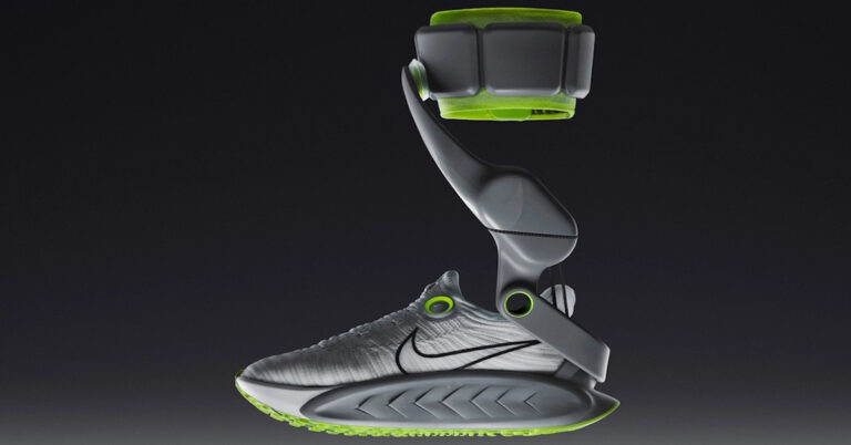 Tênis motorizado da Nike, batizado de Project Amplify, com sistema robótico e tornozeleira integrada